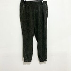 DEAR JOHN Women Pull On Joggers 100% Lyocell Green Print Elastic Waist Large